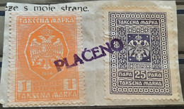 COAT OF ARMS-TAX PAID-1 DIN.-25 P-SHS-YUGOSLAVIA-1934 - Oficiales