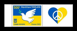 Togo 2022 MiNr. 13373 War In Ukraine. Peace For Ukraine (with Label) MNH ** - Togo (1960-...)