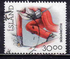 ISLANDA ICELAND ISLANDE ISLAND 1990 SPORTS SKIING SPORT 30.00k USED USATO OBLITERE' - Used Stamps