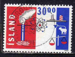 ISLANDA ICELAND ISLANDE ISLAND 1992 EXPORT TRADE AND COMMERCE  30.00k USED USATO OBLITERE' - Used Stamps