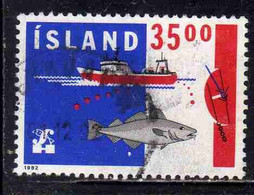 ISLANDA ICELAND ISLANDE ISLAND 1992 FISHING BOAT FISH 35.00k USED USATO OBLITERE' - Usados