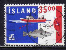 ISLANDA ICELAND ISLANDE ISLAND 1992 FISHING BOAT FISH 35.00k USED USATO OBLITERE' - Used Stamps
