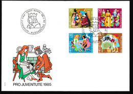 1985 Schweiz. FDC Mi: J 1304-1307°/Zum: J 294-297°, 3000 BERN Ausgabetag 26.11.85. Pro Juventute, Aschenputtel - Contes, Fables & Légendes