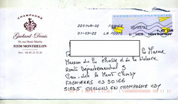 Lettre Flamme Chiffree  Sur Vignette Entete Champagne - 2000 « Avions En Papier »