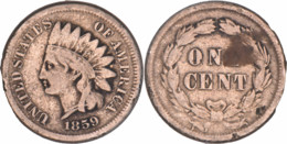 Etats-Unis - 1859 - One Cent - Indian Penny - La Tâche Du Revers N'est Pas Sur La Monnaie - 07-164 - 1859-1909: Indian Head