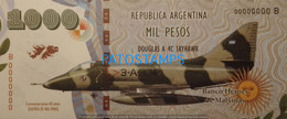 192447 BILLETE FANTASY TICKET 1000 BANK ARGENTINA WAR ISLAS MALVINAS FALKLAND ISLANDS AVIATION DOUGLAS A NO POSTCARD - Mezclas - Billetes