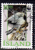 ISLANDA ICELAND ISLANDE ISLAND 1992 WWF FALCO RUSTICULUS ADULT FEEDING 10.00k USED USATO OBLITERE' - Used Stamps