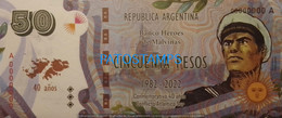 192453 BILLETE FANTASY TICKET 50 BANK ARGENTINA UK WAR ISLAS MALVINAS FALKLAND ISLANDS SOLDIER SHIP BELGRANO NO POSTCARD - Mezclas - Billetes