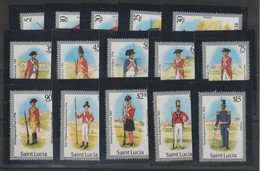 Sainte Lucie 1985 Uniformes Militaires 736-50, 15 Val ** MNH - St.Lucie (1979-...)