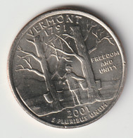 U.S.A. 2001 P: Quarter, Vermont, KM 321 - 1999-2009: State Quarters