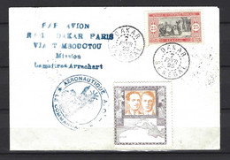 ⭐ Sénégal - Par Avion Raid Dakar Paris Via Tombouctou - Vignette Arrachard - 7 Février 1925 ⭐ - Lettres & Documents