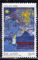 ISLANDA ICELAND ISLANDE ISLAND 1992 CHRISTMAS NATALE NOEL WEIHNACHTEN NAVIDAD JOLIN 30.00k USED USATO OBLITERE' - Usati