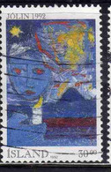 ISLANDA ICELAND ISLANDE ISLAND 1992 CHRISTMAS NATALE NOEL WEIHNACHTEN NAVIDAD JOLIN 30.00k USED USATO OBLITERE' - Used Stamps