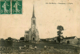 Veaugues * Cher Berry * Place Du Village Et L'église * Villageois Travaux Pose Manège Fête Foraine Structure ? 1908 - Other & Unclassified