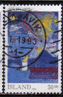 ISLANDA ICELAND ISLANDE ISLAND 1992 CHRISTMAS NATALE NOEL WEIHNACHTEN NAVIDAD JOLIN 30.00k USED USATO OBLITERE' - Used Stamps