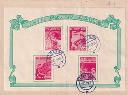 ALBANIA 1959 - Elbasan Cancel - Mi Block 5 - On Enveloppe - 15 Vjet Pushtet Popullor - Albania