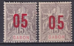 GABON - 1912 - CHIFFRE ESPACE - YVERT N° 68+68A (*) SANS GOMME - COTE = 14 EUR. - - Nuevos