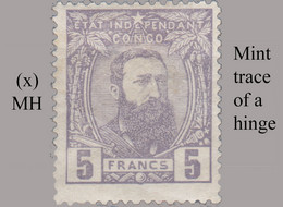 1887 * CONGO FREESTATE / ETAT IND. CONGO = COB MH 11 LEOPOLD II 3/4 PROFILE - 1884-1894