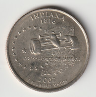 U.S.A. 2002 P: Quarter, Indiana, KM 334 - 1999-2009: State Quarters
