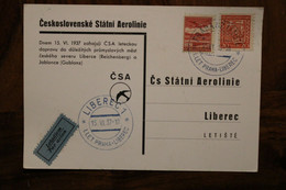 1937 Liberec Ceskoslovenske Statni Aerolinie Luftpost Air Mail Eroeffung CSA Luftpost Flugpost Par Avion - Occupation 1938-45