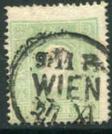 AUSTRIA 1859 Franz Joseph Type II 3 Kr. Green Used.  Michel 12 II - Gebruikt