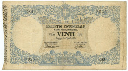 20 LIRE BIGLIETTO CONSORZIALE REGNO D'ITALIA 30/04/1874 QBB - Biglietto Consorziale