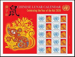 Nations-Unies United Nations New York F 1672 Année Lunaire Du Rat, Zodiaque Chinois - Astrologie