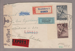 Slowakische Republik 1941-04-09 Zensur-R-Express-Luftpostbrief - Lettres & Documents