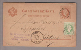 Tschechoslowakei Weipert 1880-06-08 Ganzsache Nach Lüttich Belgien - ...-1918 Prephilately