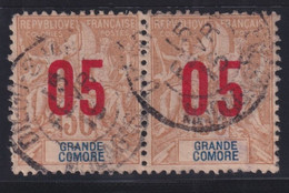GRANDE COMORE - 1912 - CHIFFRES ESPACES TENANT à NORMAL OBLITERE !! YVERT N° 25Aa - Oblitérés