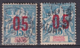 GRANDE COMORE - 1912 - CHIFFRES ESPACES - YVERT N° 22+22A OBLITERES - Usados