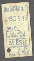 ANCIEN TICKET DE METRO PARIS /  ALESIA     D1034 - Europe