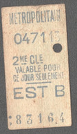 ANCIEN TICKET DE METRO PARIS /  EST B     D1034 - Europe