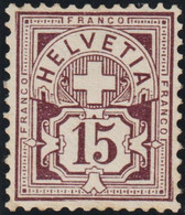 Schweiz Wertziffer Zu#85 ** Postfrisch Braunlila 15Rp. - Unused Stamps