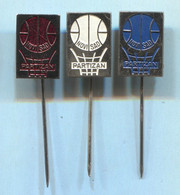 Basketball Pallacanestro Baloncesto - PARTIZAN Novi Sad Serbia, Vintage Pin Badge Abzeichen, 3 Pcs - Basketball