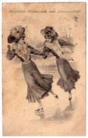 Figure Skating -  Happy New Year! Herzlichen Glückwunsch Zum Jahreswechsel! PC 1910 - Pattinaggio Artistico