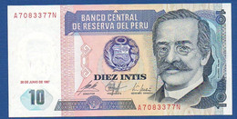 PERU' - P.129 – 10 Intis 26.06.1987 UNC, Serie A7083377N -  Printer  Istituto Poligrafico E Zecca Dello Stato, Rome - Peru