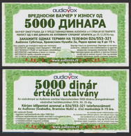 Hungary Serbia / Subotica Szabadka VOUCHER 5000 Din Audiovox 2016 - Unclassified