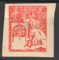 1932 Hungary - 1900 Turul  ESSAY Reprint PROOF - 10 Filler - Holy Crown  - MH Cinderella Vignette Label - Essais, épreuves & Réimpressions