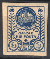 1932 Hungary - 1900 Turul  ESSAY Reprint PROOF - 10 Filler - Holy Crown  - MH Cinderella Vignette Label - Essais, épreuves & Réimpressions