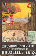 CPA BELGIQUE BELGIUM BRUXELLES EXPOSITION UNIVERSELLE INTERNATIONALE 1910 AFFICHE DOS DIVISE ECRIT 1910 - Expositions Universelles