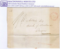 Ireland Belfast Too Late 1831 Cover To Glasgow Experimental Cds BELFAST/*1831* For 6 MR And TOO LATE In Red - Vorphilatelie