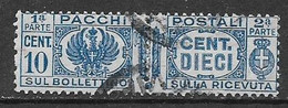 REGNO D'ITALIA 1927-32 PACCHI POSTALI VITTORIO EMANUELE III AQUILA SABAUDA SASS. 25 USATO VF - Paketmarken