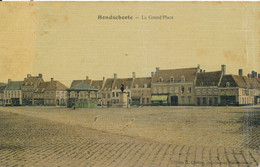 Hondschoote (59 Nord) La Grand' Place - édit. Corion Toilée Colorisée Circulée 1909 - Hondshoote
