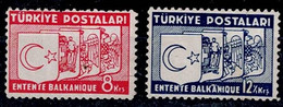 TURKEY 1937 BALKAN ENTENTE MI No 1014-15 MLH VF!! - Unused Stamps