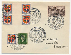 FRANCE - Env Affr. Composé - Cachet Temporaire Illustré COQ - Bourse Philatélique CNSTP Paris 2 Fev 1951 - Matasellos Conmemorativos