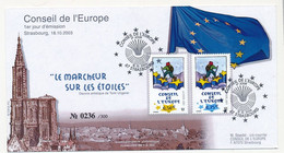 FRANCE - Env 0,25 + 0,50 Conseil De L'Europe - Le Marcheur Sur Les étoiles - Strasbourg 18.10.2003 - Cartas & Documentos