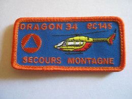 SECURITE CIVILE HELICOPTERE DRAGON 34 EC145 SECOURS MONTAGNE SCRATCH AU DOS - Ecussons Tissu