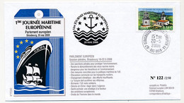 FRANCE - Env 0,54E Phare Porquerolles - Parlement Europ. Plénière + Journée Maritime - Strasbourg 20/5/2008 - Cartas & Documentos