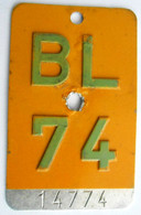 Velonummer Mofanummer Basel Land BL 74 - Plaques D'immatriculation